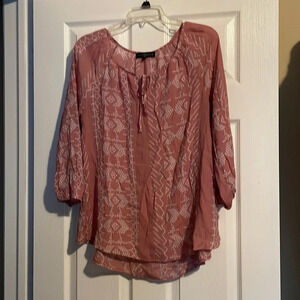 Fred David women’s pink and white boho lightweight blouse size medium